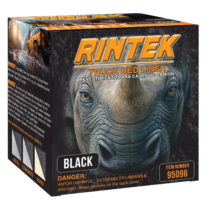 Rintek Black 1 Gallon Urethane Spray-On Truck Bed Liner Kit - 4 Bed Liners, 4 Hardeners and 1 Applicator Spray Gun - Easy 3 to 1 Mix Ratio, Just Mix, Shake and Shoot It - (95096) National Supply Company